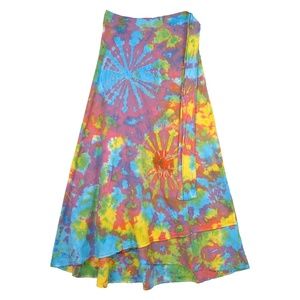 Hippie Tie Dye Wrap Around Summer Cotton Skirt